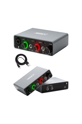 Glx-700gr Usb Stüdyo Ses Kartı, 2 Giriş 2 Çıkış, 24bit/192khz