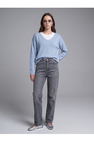 Dilvin 72356 Tencel Wideleg Denim-siyah