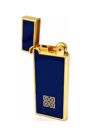 Premium Metal Gazlı Çakmak Gold Klasik Tasarım Lacivert