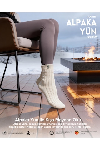 Bolero B67 Kadın Alpaka Yün Soket Çorap 36-40 Beyaz