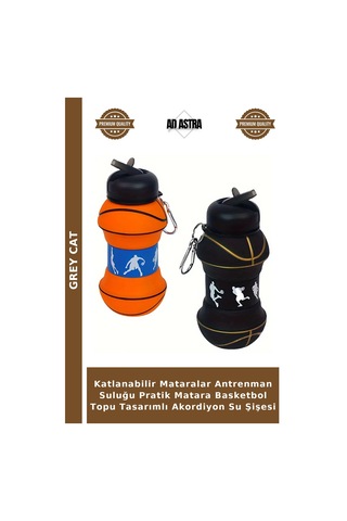 Katlanabilir Mataralar Antrenman Suluğu Pratik Matara Basketbol Topu Tasarımlı Akordiyon Su Şişesi Çok Renkli