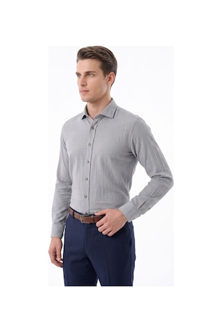 Kamer Erkek Slim Fitt Uzun Kol % 100 Pamuk Gömlek 2429 Bgl-st05603 Gri