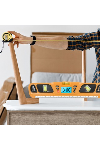 Hangfox Mavi Uzun Seviye Aleti: Mıknatıs, Ters Görünüm, Seviye Kalibrasyon, 0 /90 Sesli Uyarı, Çelik Malzeme Pil Dahil Değil