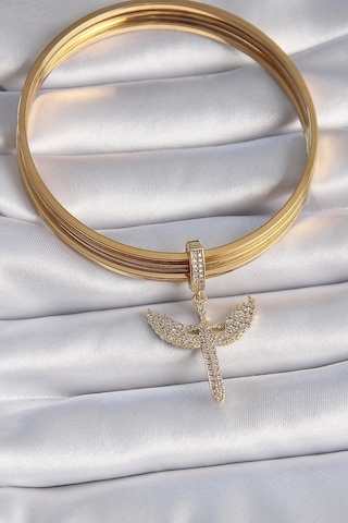 Pirinç Gold Renk Zirkon Taşlı Mikail Model Ajda Charm Çok Renkli