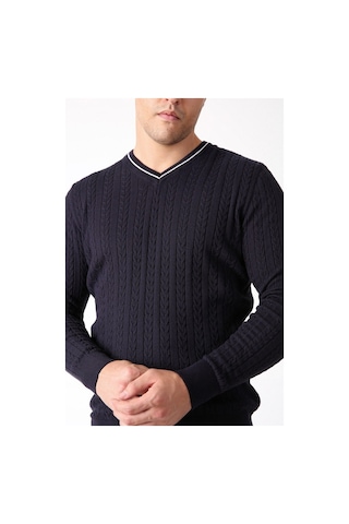 Ferraro Lacivert V Yaka Erkek Pamuk Kazak Lacivert (456045976) Lacivert