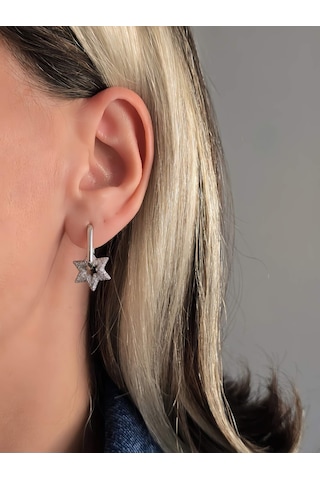 Eva Takı Store Yıldız Model Gümüş Renkli Çelik Küpe Silver