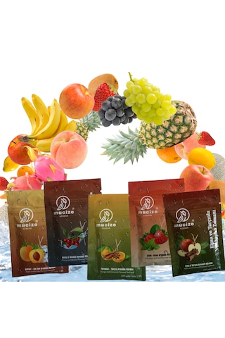 Mucize 5li Set 5 Adet Refill Doypak Çilek-nane/elma-tarçın/kiraz-mento/seftali-buzlu Cay/portakal-tarcin