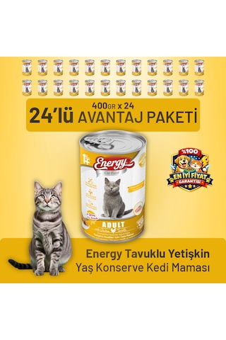 Energy Tavuklu Yetişkin Yaş Kedi Maması 400 G - 24 Adet