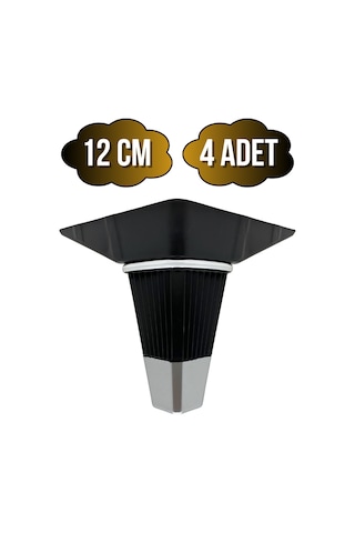 İrem Siyah Krom 12cm Plastik Ayak Mobilya Masa Ve Dolap Ayağı Siyah Krom 12cm 4 Adet Siyah