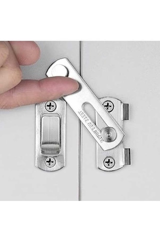 Prestigegoods Ahır Kapısı Mandalı 2.75x2 İnç Fırçalı Nikel Paslanmaz Çelik Katlanır Kapı Kilidi Sürgülü Kilit - Gümüş Gümüş