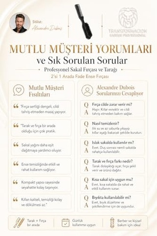 Profesyonel Sakal Fırçası Ve Tarağı, 2'si 1 Arada Fade Ense Fırçası, Doğal Kıl Sakal Şekillendirici Bakım Seti 719584