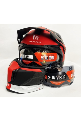 Şefaf ve Siyah Cam + Mt Streetfighter Sv Totem B15 Modüler Motosiklet Kaskı
