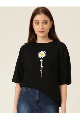 Baskılı T-shirt - Siyah Siyah