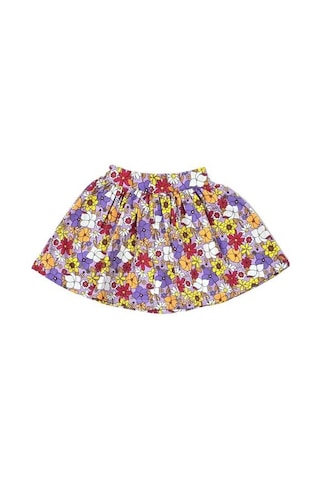 Çiçek Desenli Kız Çocuk Etekli Takım Krem