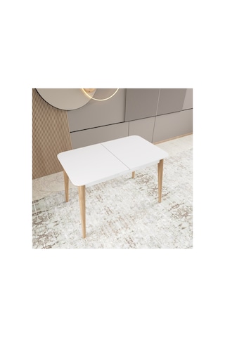 Kadita Yemek Masası, 70x114 Açılır Yemek Masası, Beyaz Yemek Masası