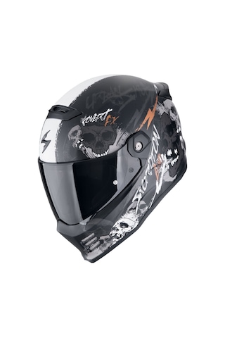 Scorpion Covert Fx Skullz Kapalı Motosiklet Kaskı Mat Siyah Gri Altın Mat Siyah - Gri