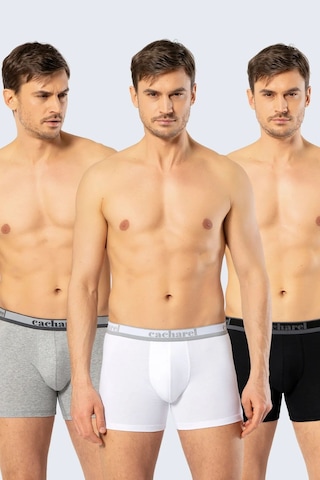 Cacharel 1338 Erkek 3'lü Likralı Uzun Paça Boxer-beyaz&siyah&gri Gri