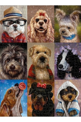 Nova 1000 Parça Sevimli Köpekler Kolajı Puzzle