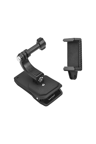 Jeehugo Plastik Sırt Çantası Klem Sistemi - 5.5-9cm Ayarlanabilir Telefon Tutucu İle - 360 Döner Outdoor Spor Video Kaydı İçin Siyah