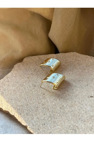 Altın Renkli Yarım Külah Küpe Çok Renkli