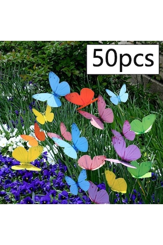 Trendooze 50 Adet Renkli Kelebek Bahçe Buket Çiftlik