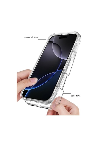 Apple Uyumlu Adige iPhone Uyumlu 12 Pro Uyumlu Kılıf Ön Arka 360 Koruma Arka Sert Mika Ön Silikon Şeffaf -