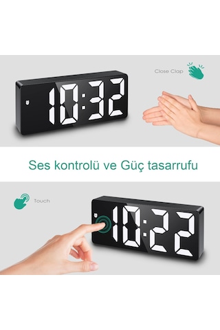 Led Ayna Dijital Masa Saati,elektronik Çalar Saat,takvim Termomtre
