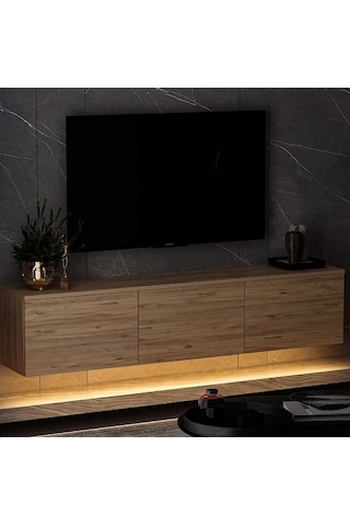 Tv Sehpası Norm Duvara Monte Atlantikçam Led Işıklı 160 Cm