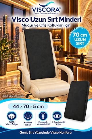 Visco Uzun Sırt Destek Minderi Müdür Ve Ofis Koltuğu İçin 70 Cm Sırt Yastığı