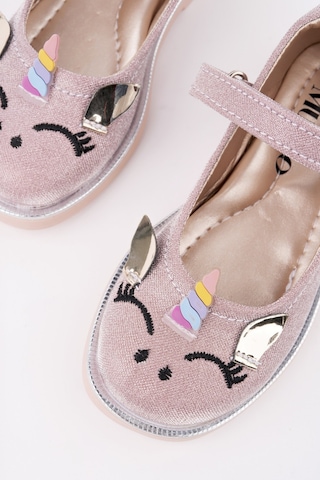 Muggo Paty Cırtlı Ve Simli Günlük Kız Çocuk Babet Pudra