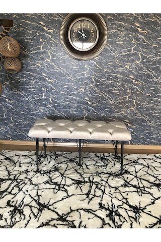 Yirmi15 Metal Ayaklı Babyface Puf & Bench Tekli Krem Bench