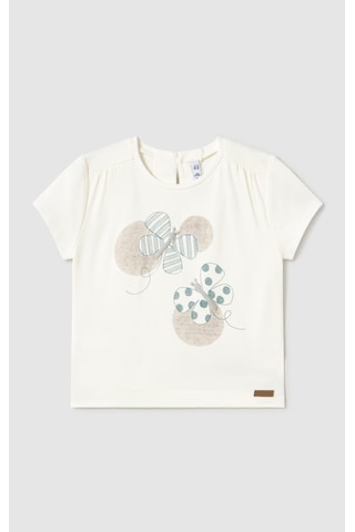 Kız Bebek Kısa Kol T-shirt Ekru