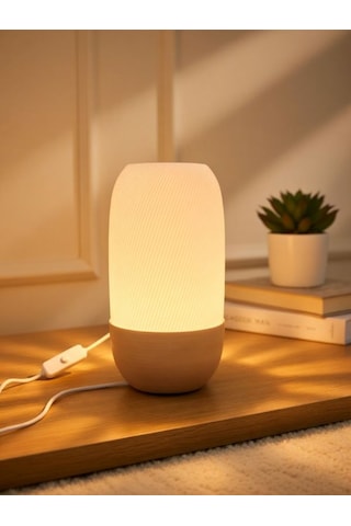 Modern Ribbed Dokulu Gece Lambası - Işık Led Abajur Yatak Başı Dekoratif Lamba Beyaz