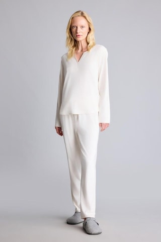 Defacto Regular Fit V Yaka Uzun Kollu Velur Pijama Takımı A3356ax26auer134 Ekru-er134