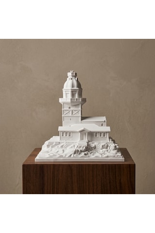 Kız Kulesi Biblosu Modern Mimari Tasarım Heykel Mat Beyaz 15 Cm Masaüstü Ve Kitaplık Dekoru Yeni Ev Ofis Hediyesi 15cm