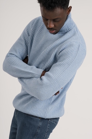 Regular Kesim Kalın Örgülü Yünlü Tam Balıkçı Triko Kazak Mavi