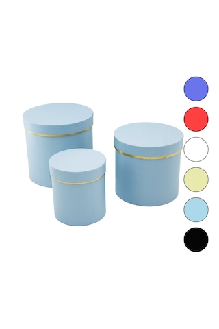 3pcs Yuvarlak Mat Renkli - Düz Renk Karton Hediye Kutusu 18-16-12cm Aklby-bsva58 Diğer