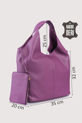 Hakiki Deri Kadın Omuz Çantası Mürdüm Smr9199 Mürdüm