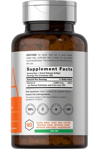 Horbäach Vitamin A 10000 Iu 300 Softgels Aromasız