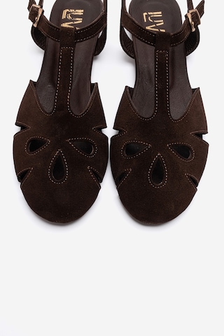 Luvishoes Nathalıe Kahverengi Süet Hakiki Deri Kadın Sandalet