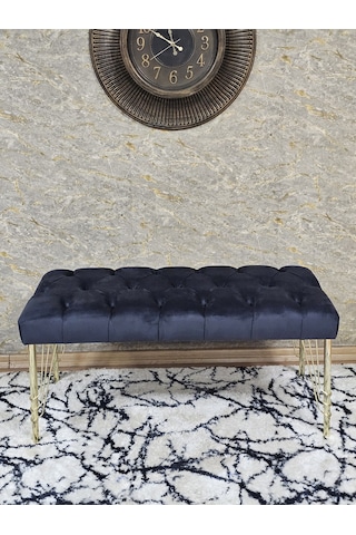 Zafir Gold Tel Ayaklı 90 Cm Puf Bench - Puf - Bench - Kasalı Oturak - Oturak - Yatak Ucu Puf Füme