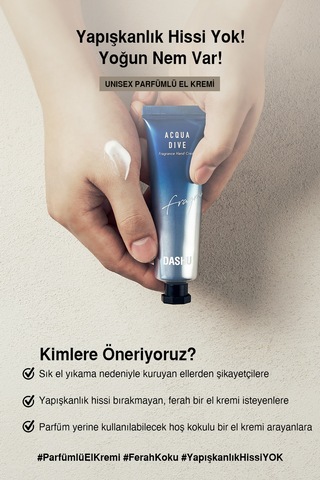 Nemlendirici, Hafif Dokulu Unisex Parfümlü El Kremi Dashu Acqua Dive Perfume Hand Cream