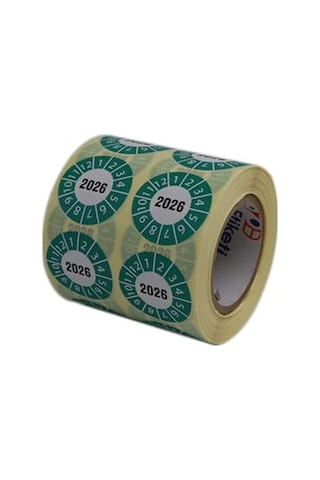 Vellum Tarih Seçme Etiketi 30mm X 30mm Ruloda 1000 Adet Yeşil, 2026 1