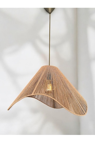 Hasır El Yapımı Bohem Büyük Asimetrik Şekilli Rustik Avize Kahverengi