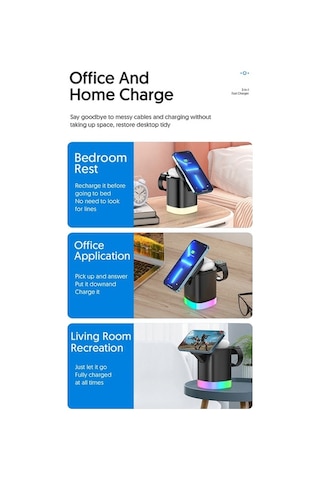 Tongxida İphone Uyumlu / Airpods Uyumlu/ Watch İçin T15 3'ü 1 Arada Katlanabilir Kablosuz Şarj Cihazı Manyetik Şarj İstasyonu Beyaz