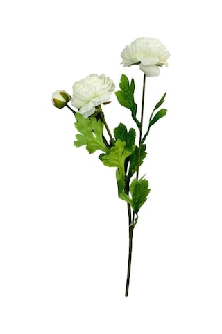 Yapay Çiçek Şakayık Çiçeği Beyaz Renk 2 Çiçek 1 Tomurcuk 50cm Beyaz