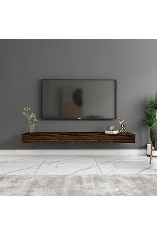 Avalon 3 Kapaklı Duvara Monte Tv Sehpası 140 Cm, Modern Minimal Tasarım, Tv Ünitesi - Sandık Ceviz Sandık Ceviz