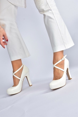 Fox Shoes Beyaz Platform Topuklu Kadın Ayakkabı M348007609 Beyaz