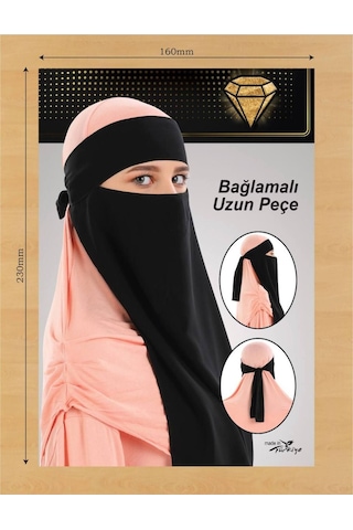 Melodi Scarf Kadın Tesettür Tek Katlı Peçe Siyah
