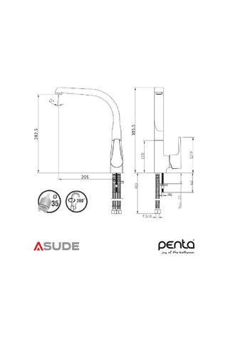 Penta 2315 Aren Evye Bataryası Ø35mm Sarı